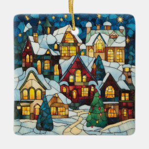 Cerâmica Ornamento da Cena de Natal de Vidro Estreito