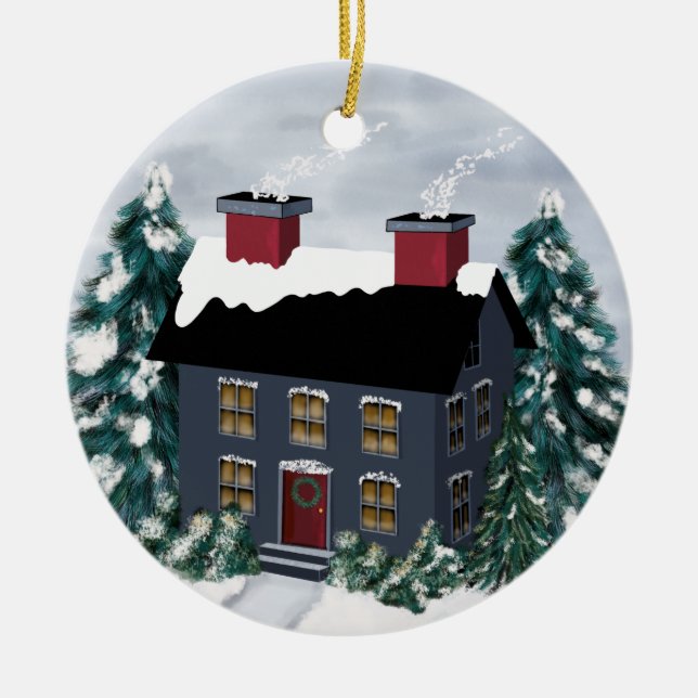 Cerâmica Ornamento da Cena de Natal Primitiva (Frente)