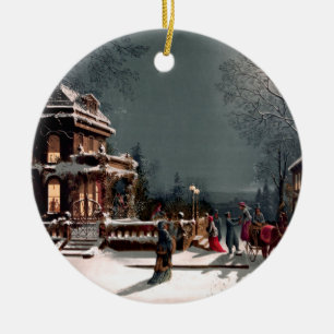 Cerâmica Ornamento da festa de Natal do Victorian