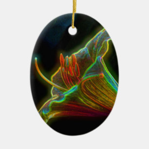 Cerâmica Ornamento da Flor de Arte Digital Lily Psicodélica