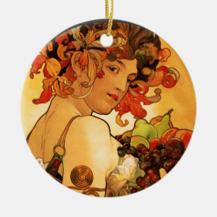 Cerâmica Ornamento da fruta de Alphonse Mucha