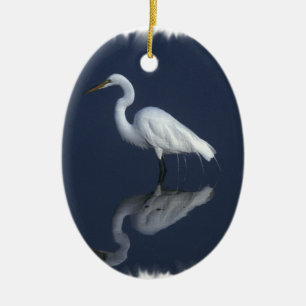 Cerâmica Ornamento da garça-real de grande branco