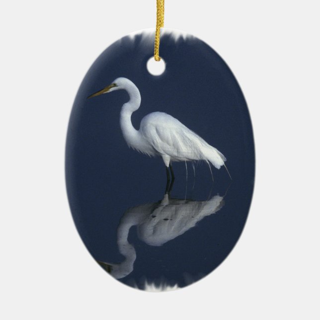 Cerâmica Ornamento da garça-real de grande branco (Frente)