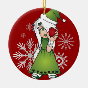 Cerâmica Ornamento da Garota Emo de Natal
