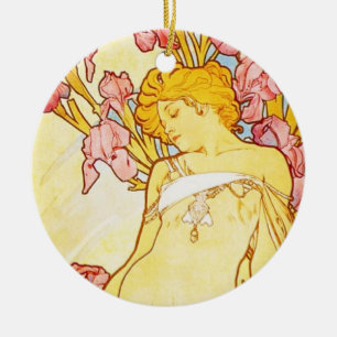 Cerâmica Ornamento da íris de Alphonse Mucha