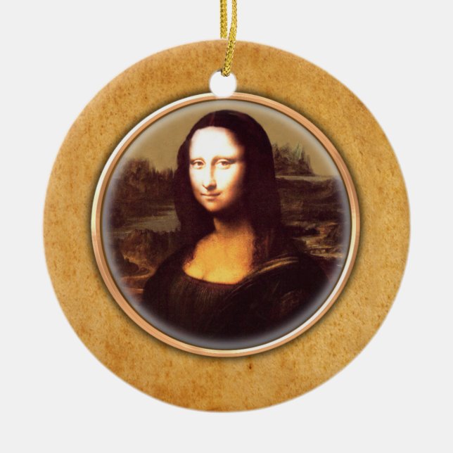 Cerâmica Ornamento da Mona Lisa de Leonardo da Vinci (Frente)