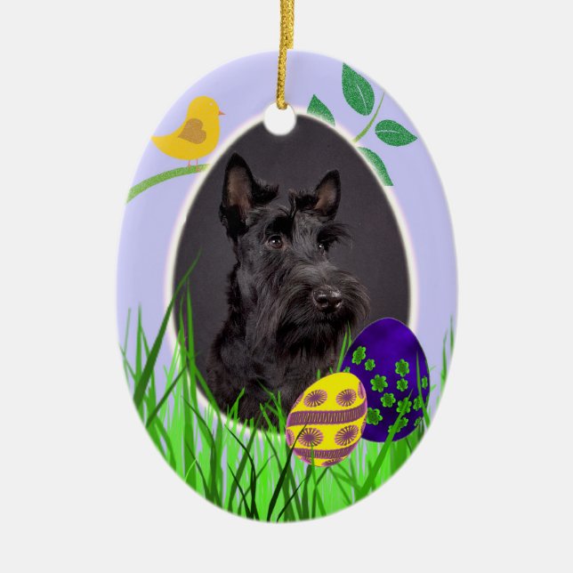 Cerâmica Ornamento da páscoa de Terrier do Scottish (Frente)