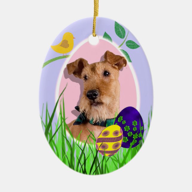 Cerâmica Ornamento da páscoa de Terrier irlandês (Frente)