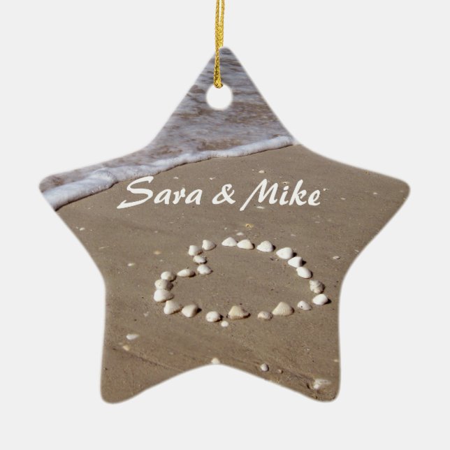 Cerâmica Ornamento da praia do coração de Shell (Frente)