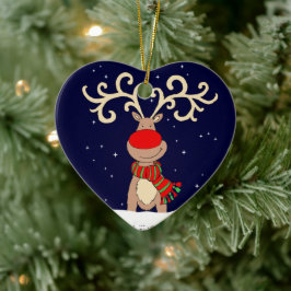 Cerâmica Ornamento da Véspera de Natal de rena vermelha