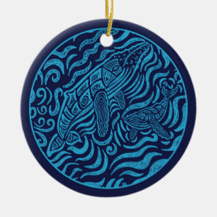Cerâmica Ornamento das baleias de Humpback da família do