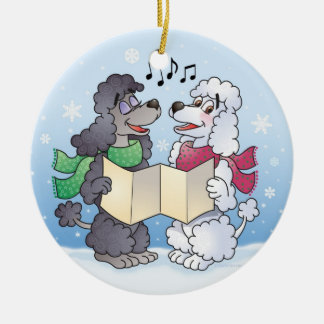 Cerâmica Ornamento das caniches de Caroling do Natal