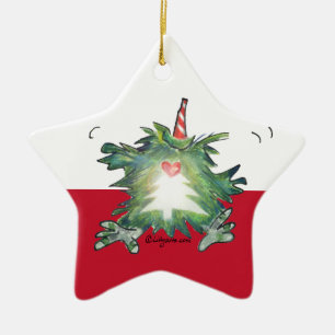 Cerâmica Ornamento das Estrelas do Cartoon Kiwi de Natal