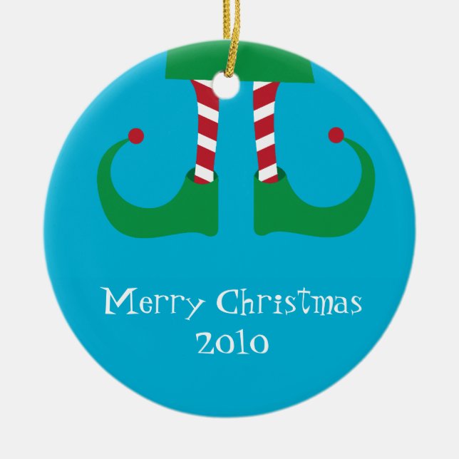 Cerâmica Ornamento das Pernas do Elf de Natal (Frente)