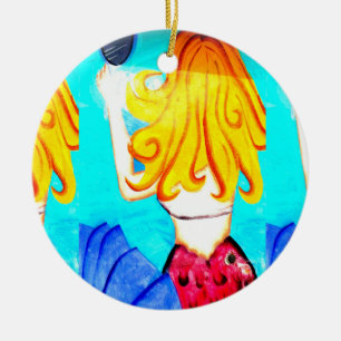 Cerâmica ornamento de 2 sereias