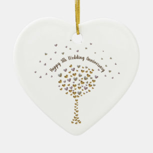Cerâmica Ornamento de 5 Wood Casamento de Aniversário com
