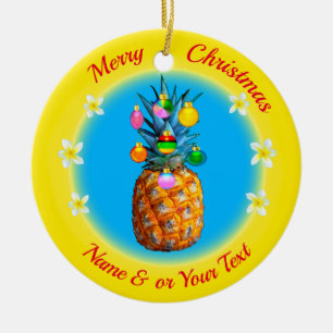Cerâmica Ornamento de Abacaxi Personalizado de Feliz Natal