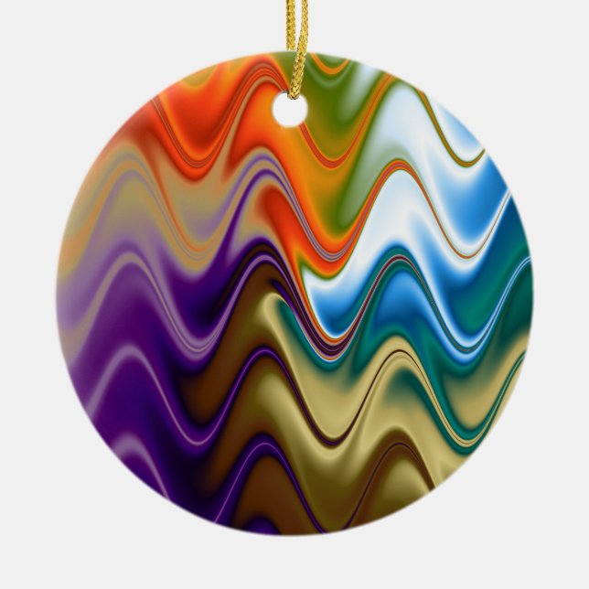 Cerâmica Ornamento de Abstrato de Multicores Wavy (Frente)