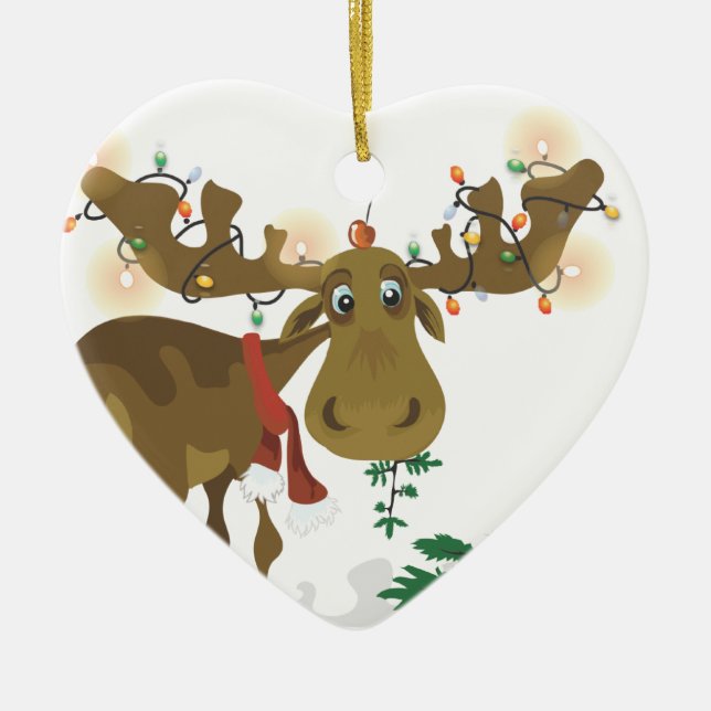 Cerâmica ornamento de alce de Natal (Frente)