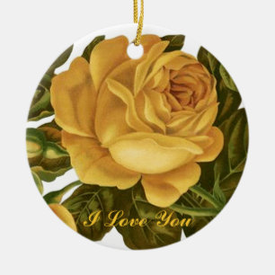 Cerâmica Ornamento de Amor de Rosa Amarela