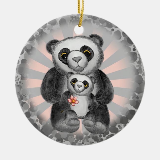 Cerâmica ornamento de Amor de Urso Panda (Frente)