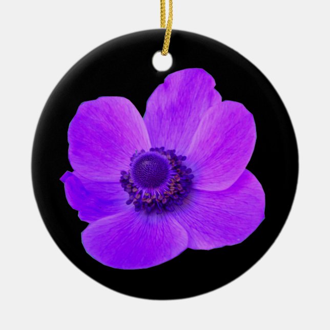 Cerâmica Ornamento de Anêmonas Roxo (Frente)
