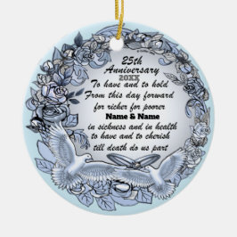 Cerâmica Ornamento de aniversário de bodas de prata