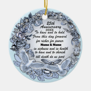 Cerâmica Ornamento de aniversário de bodas de prata