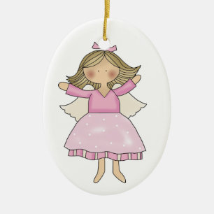 Cerâmica ornamento de Anjo Rosa