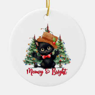 Cerâmica Ornamento de Ano Novo de Natal engraçado para Cat