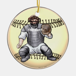 Cerâmica Ornamento de Ano personalizado do Baseball Catcher