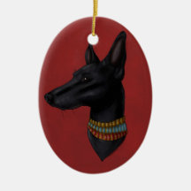 Ornamento de Anubis do vermelho carmesim