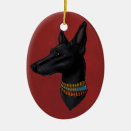Cerâmica Ornamento de Anubis do vermelho carmesim