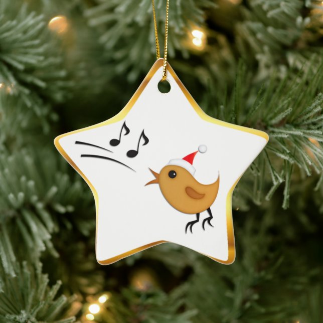 Cerâmica Ornamento de Árvore de Estrela de Pássaro Natal (Árvore)