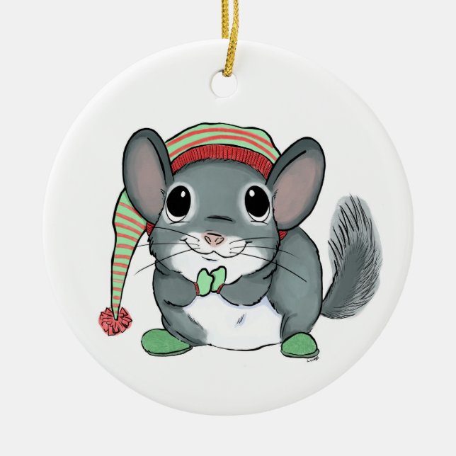 Cerâmica Ornamento de Árvore de Natal Chinchilla (Frente)