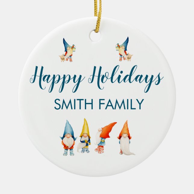 Cerâmica Ornamento De Árvore De Natal Com Elfos Bonitos (Frente)