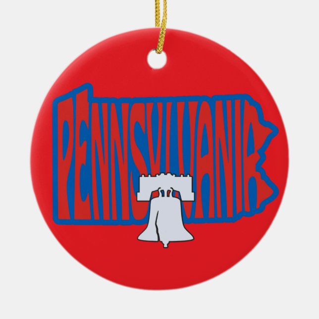 Cerâmica Ornamento de Árvore de Natal da Pensilvânia Libert (Frente)