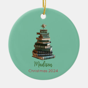 Cerâmica Ornamento de Árvore de Natal de Livro Personalizad