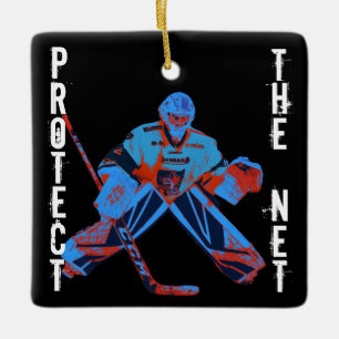 Cerâmica Ornamento de Árvore de Natal do Ice Hockey Goalie
