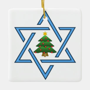 Cerâmica Ornamento de Árvore de Natal Jewish Star