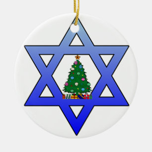 Cerâmica Ornamento de Árvore de Natal Jewish Star