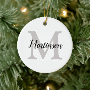 Cerâmica Ornamento de Árvore de Natal Monograma