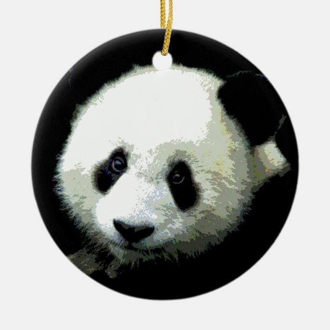 Cerâmica Ornamento de Árvore de Natal Panda (Frente)
