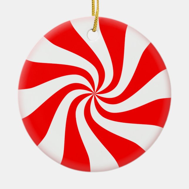Cerâmica Ornamento de Árvore de Natal Peppermint Candy (Frente)