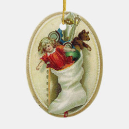 Cerâmica Ornamento de Árvore de Natal "Vintage Stocking"