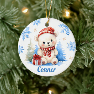 Cerâmica Ornamento de Árvore Personalizada do Urso Polar