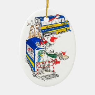 Cerâmica Ornamento de Árvores de Comboios de Natal Whimsic