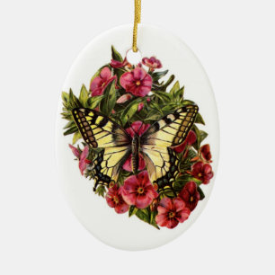 Cerâmica Ornamento de Árvores de Natal da Borboleta Vintag