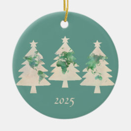 Cerâmica Ornamento de Árvores de Natal do Mapa Mundial