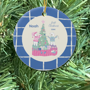 Cerâmica Ornamento De Árvores De Ursos Polares Com Queda De